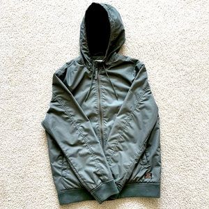 Mens H&M Hunter Green Hooded Bomber Zip Up